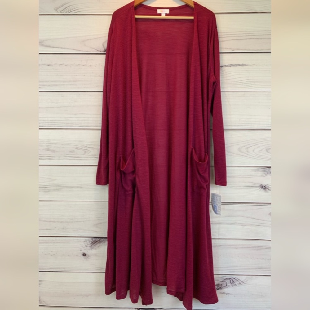 LULAROE Sarah Long Cardigan Duster Cranberry